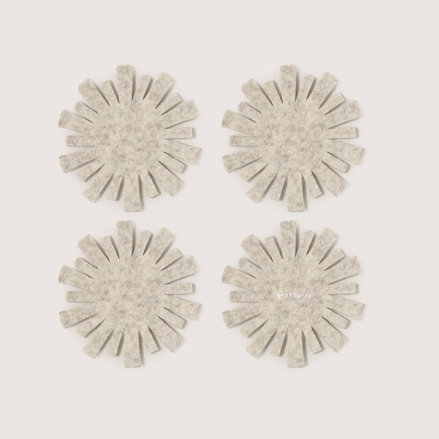 Bierfilzl Starburst Felt Coaster 4-pack - Heather White