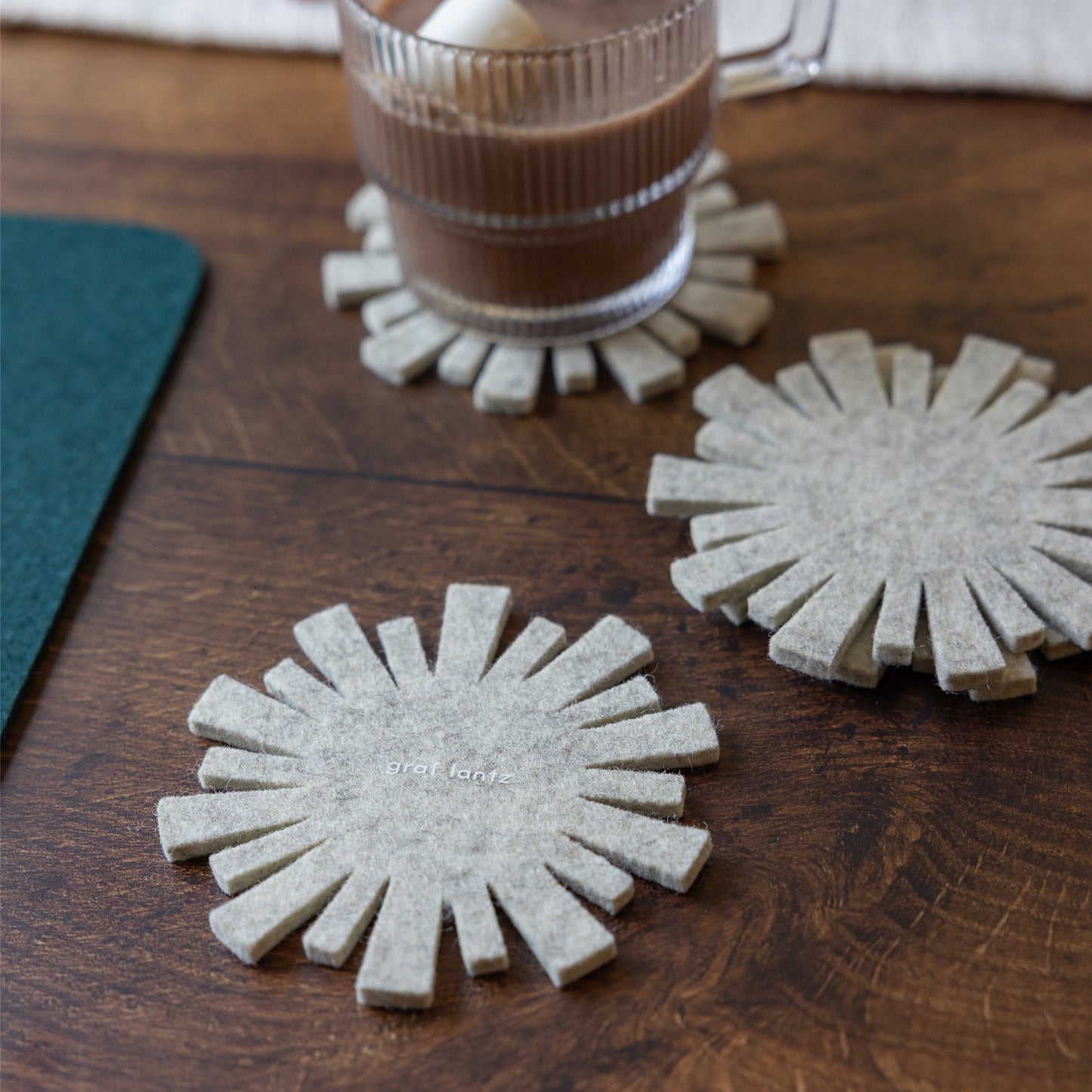 Bierfilzl Starburst Felt Coaster 4-pack - Heather White