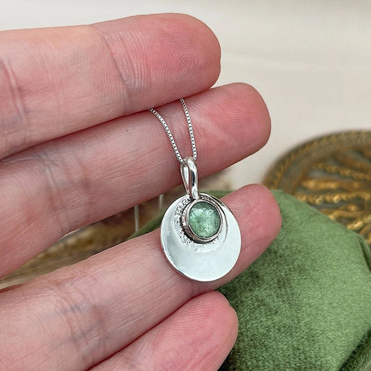 Sterling Silver Crescent Pendant Necklace with Kyanite