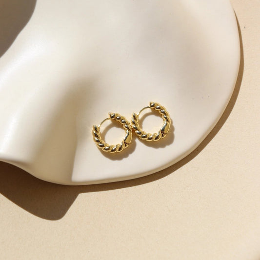 Croissant Huggie Hoop Earrings - Gold Fill