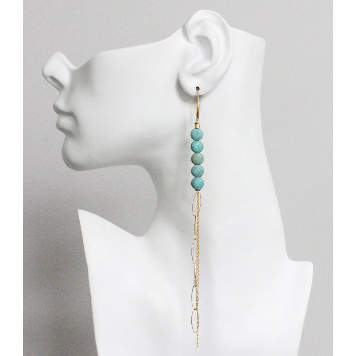 Turquoise + Chain Shoulder Duster Earrings