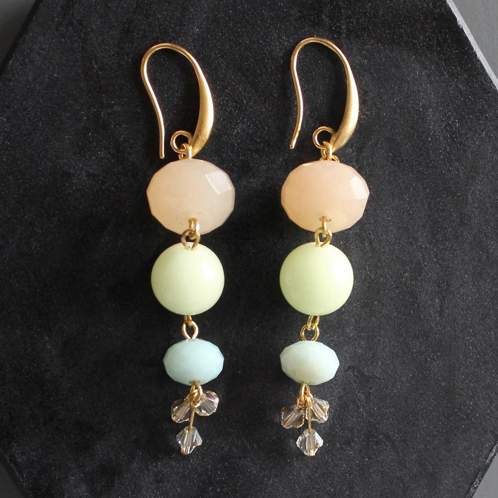 Jade + Glass Drop Earrings