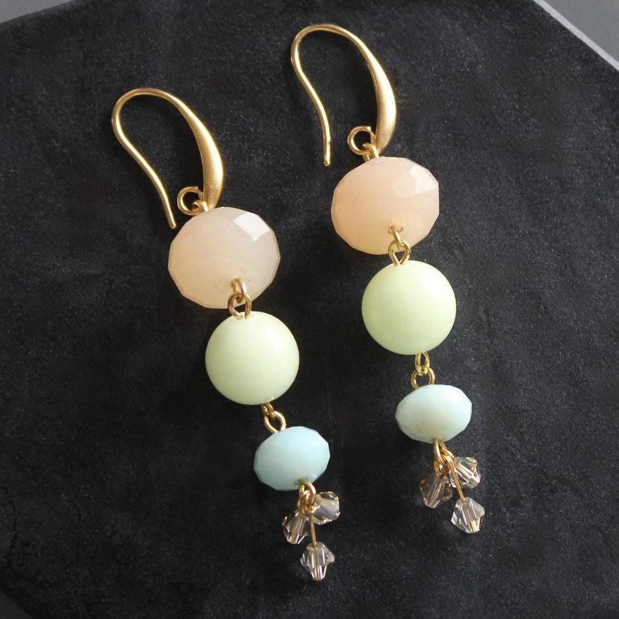 Jade + Glass Drop Earrings
