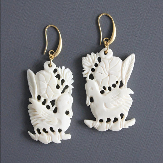 Hand Carved Bone Earrings