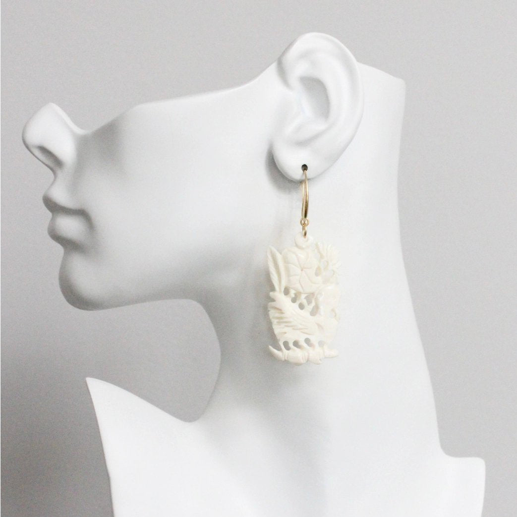 Hand Carved Bone Earrings