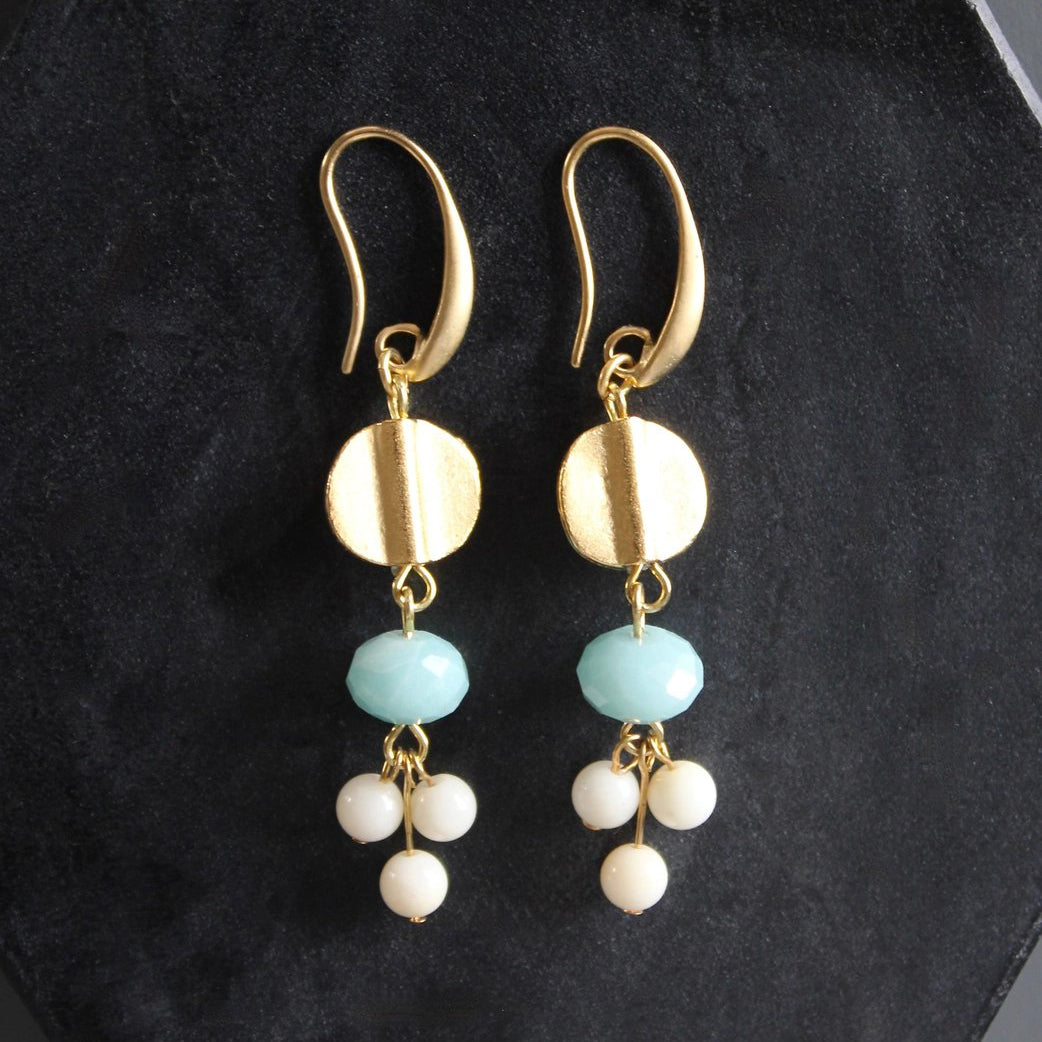 Amazonite + Stone Bead Drop Earrings
