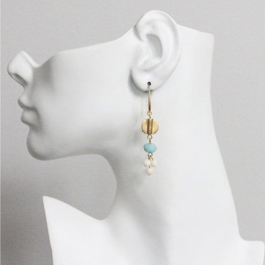 Amazonite + Stone Bead Drop Earrings