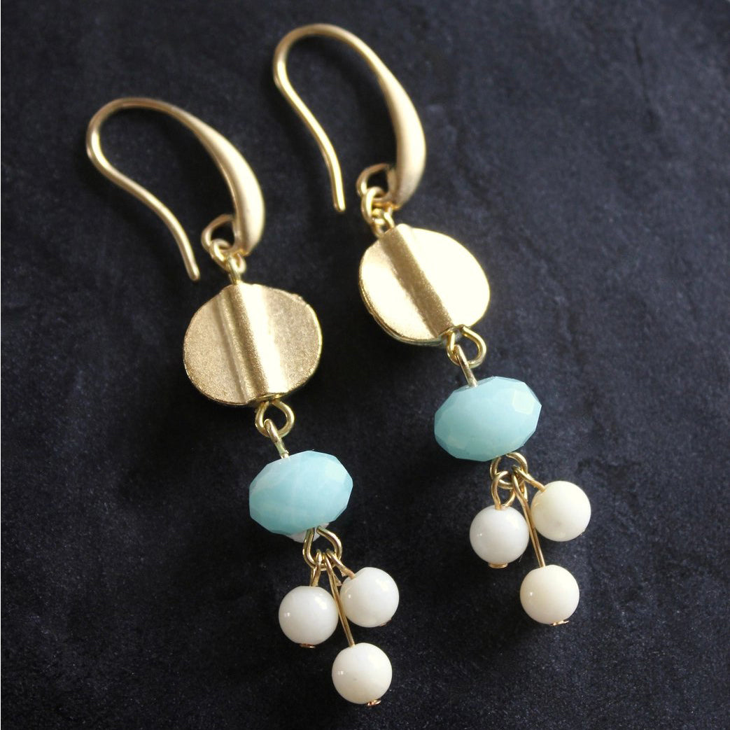 Amazonite + Stone Bead Drop Earrings