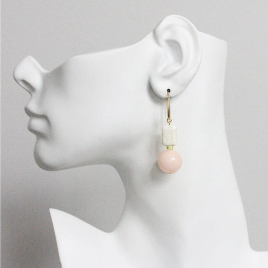 Pink Jade + White Magnesite Drop Earrings
