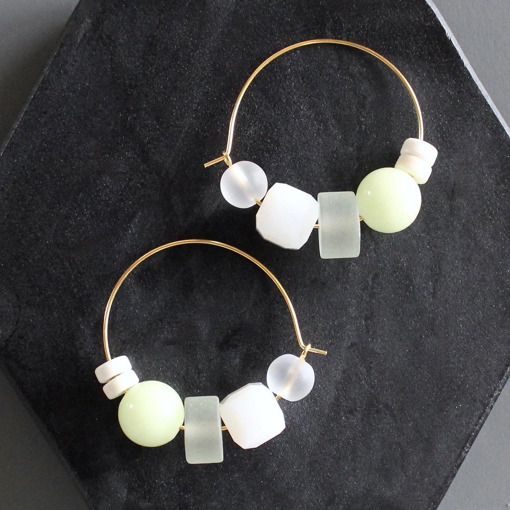 Multi Stone Hoop Earrings