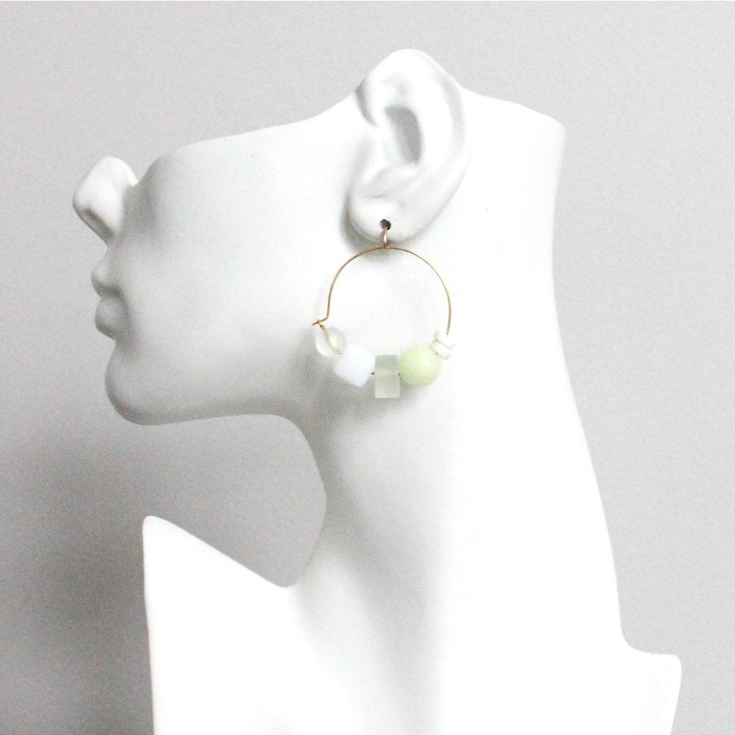 Multi Stone Hoop Earrings