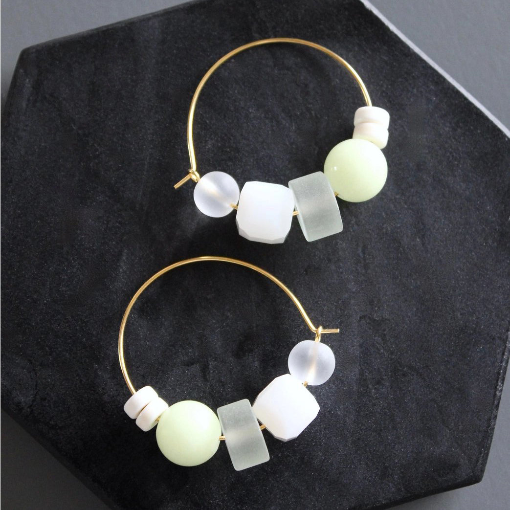 Multi Stone Hoop Earrings