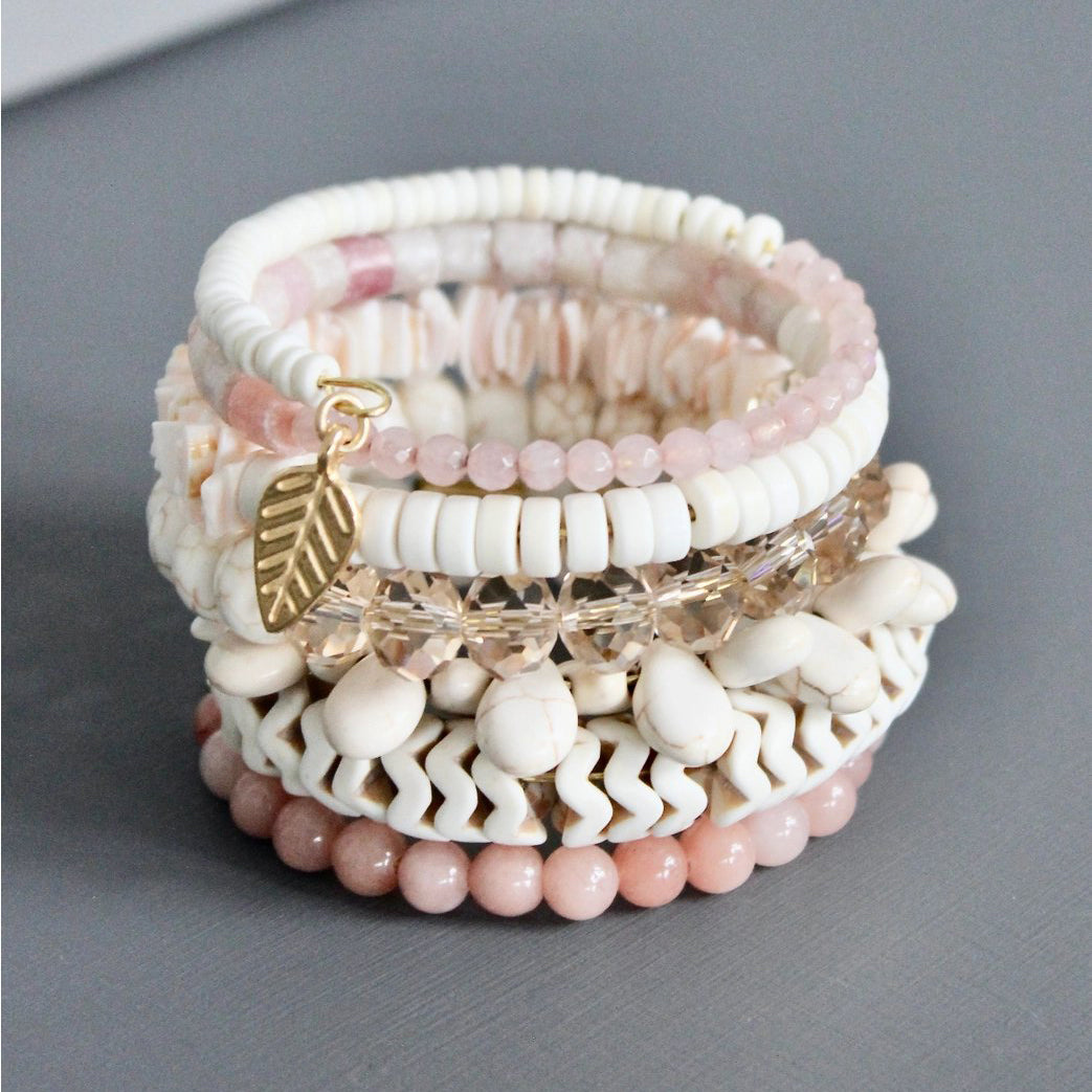 Blush Pink + White Wrap Bracelet