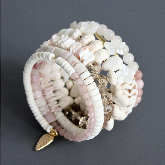 Blush Pink + White Wrap Bracelet