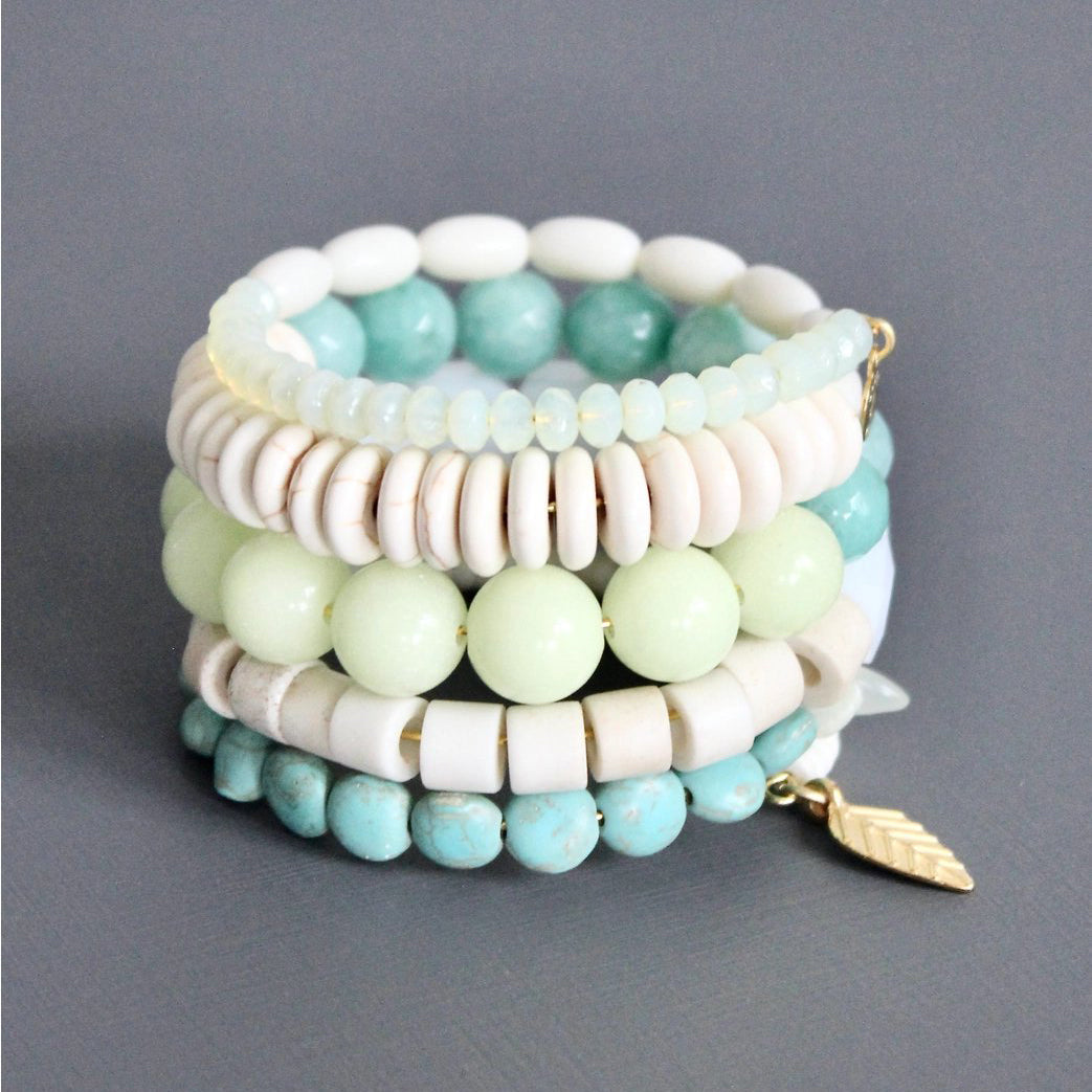 Amazonite + Celadon Glass Wrap Bracelet