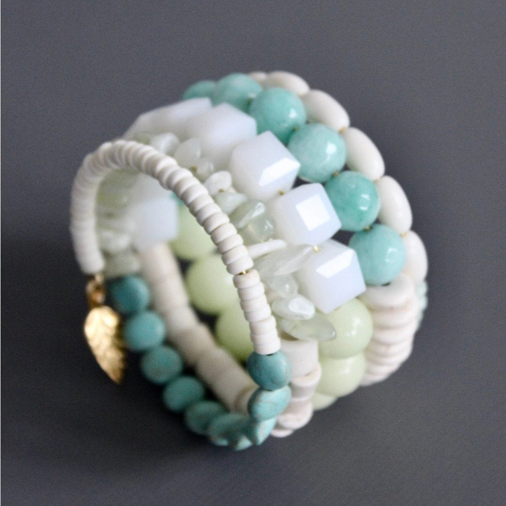 Amazonite + Celadon Glass Wrap Bracelet