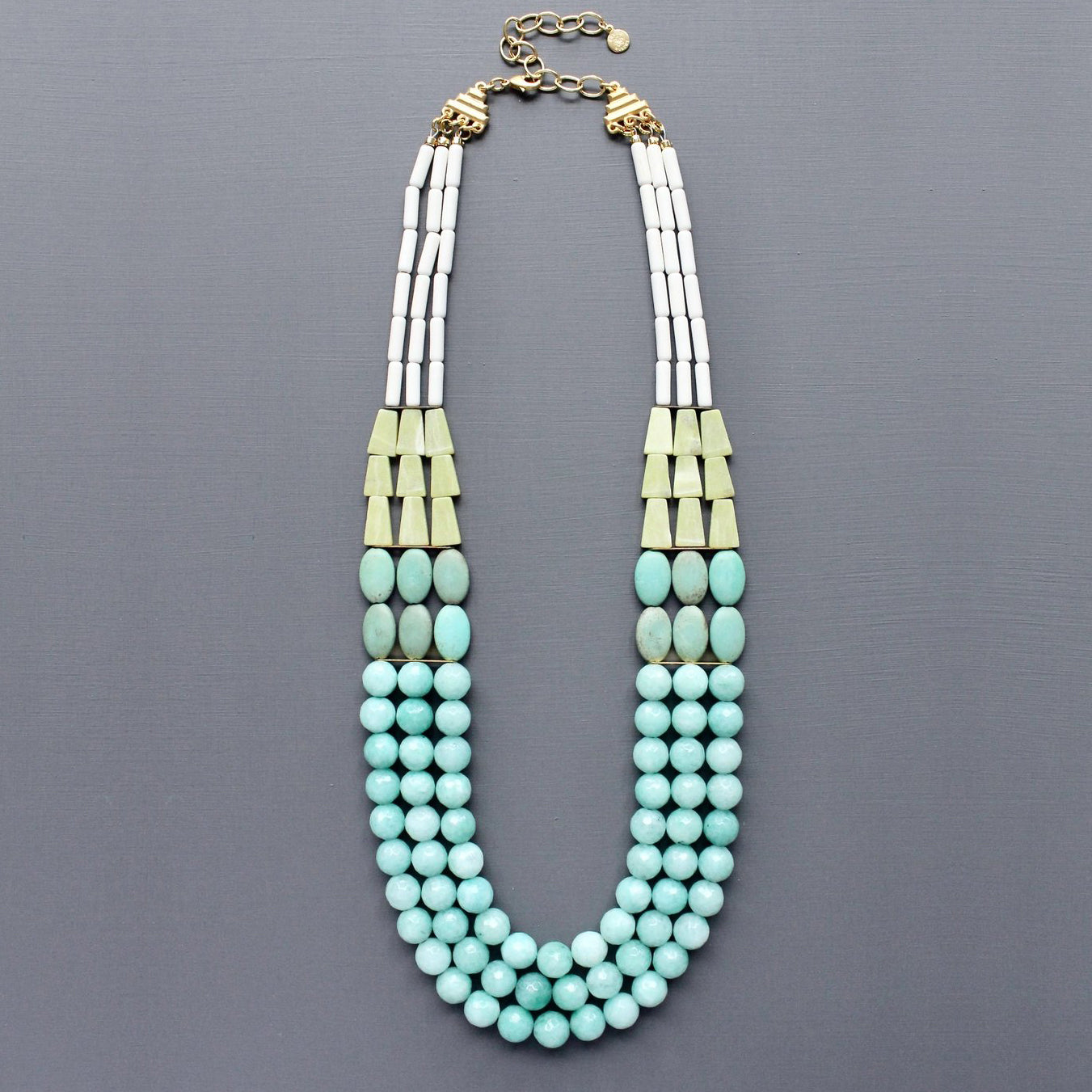 Triple Strand Turquoise + Amazonite Statement Necklace