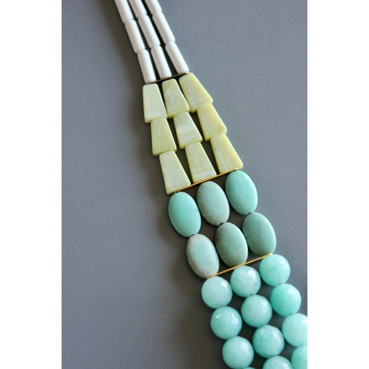 Triple Strand Turquoise + Amazonite Statement Necklace