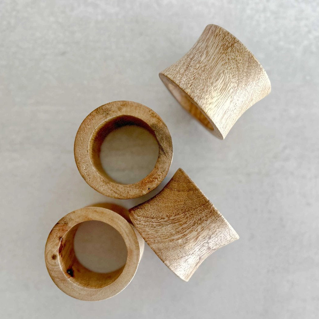 Ash Blonde Wooden Napkin Rings (Set of 4)