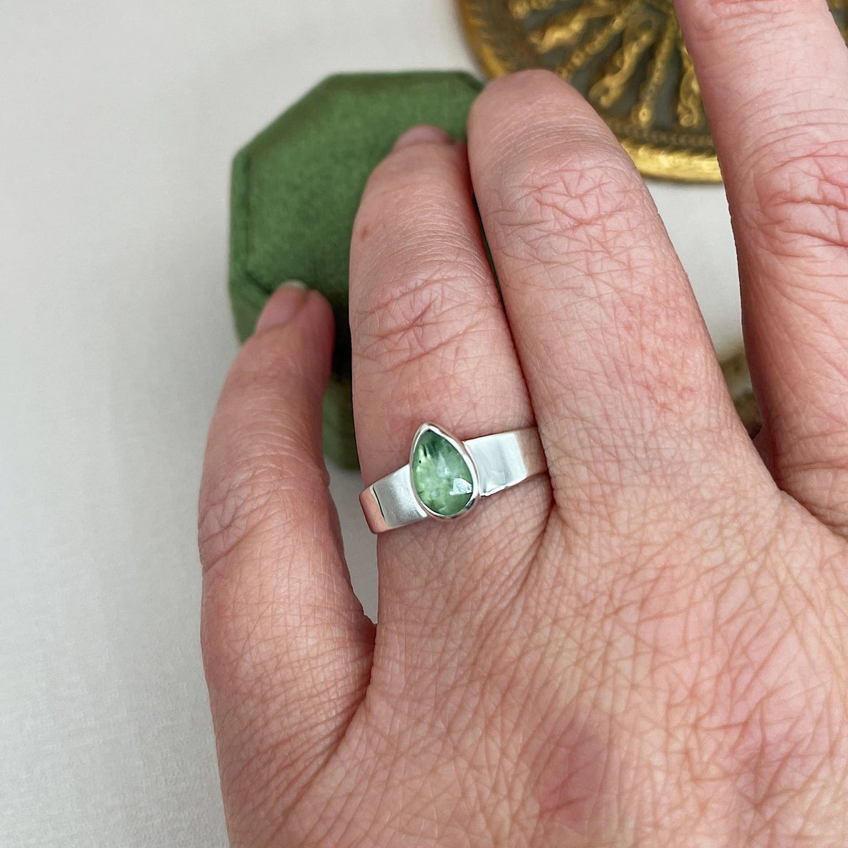 Sterling Silver Crescent Pendant Necklace with Kyanite