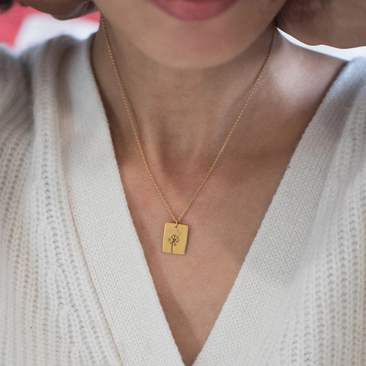 Hand-Stamped Dandelion Wish Pendant Necklace