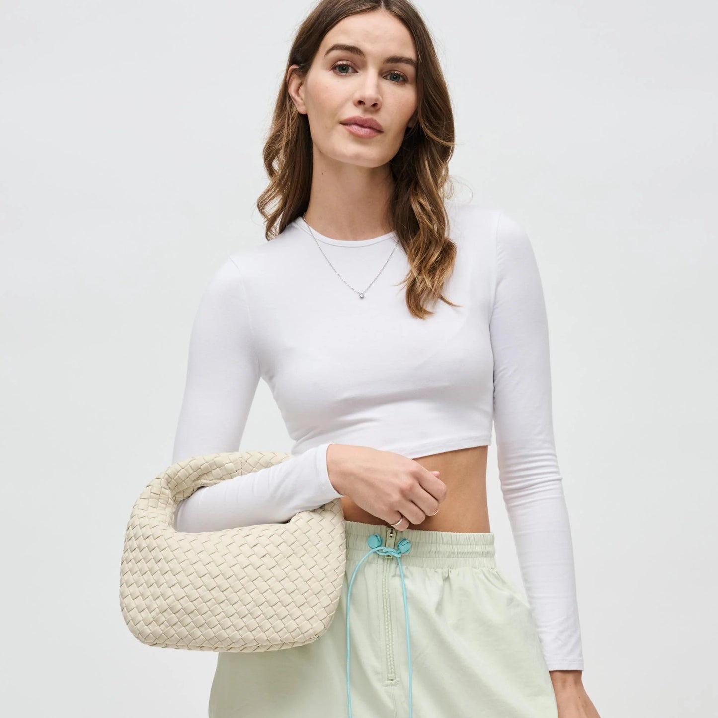 Dare To Dream Small Woven Neoprene Clutch - Cream