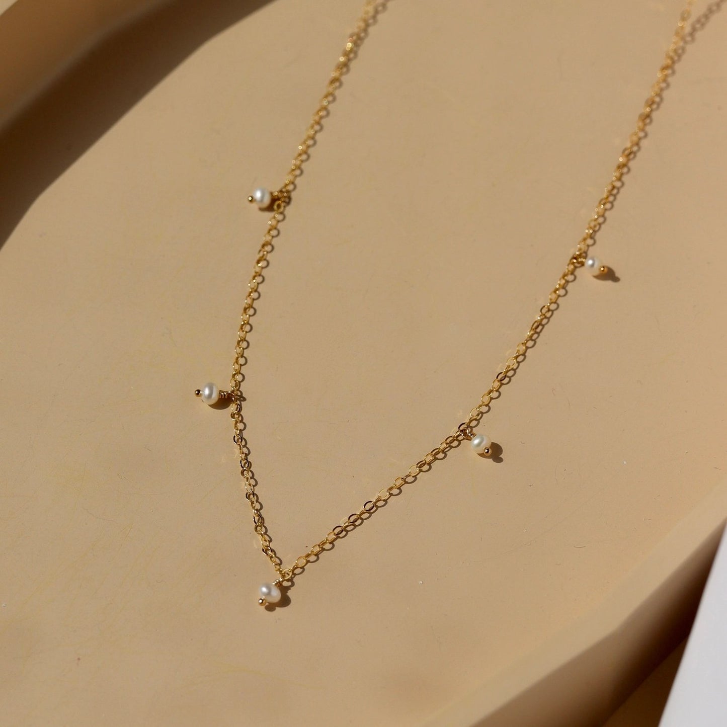 Gold Fill Pearl Station Necklace