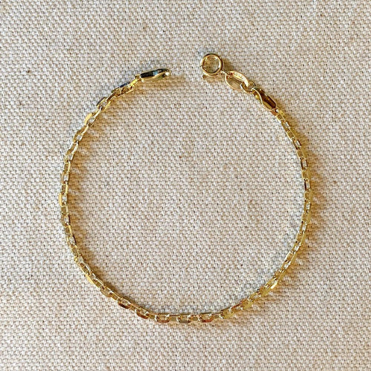 Diamond Cut Anchor Link Chain Bracelet - Gold Fill