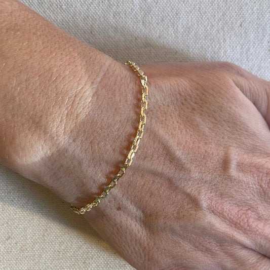 Diamond Cut Anchor Link Chain Bracelet - Gold Fill