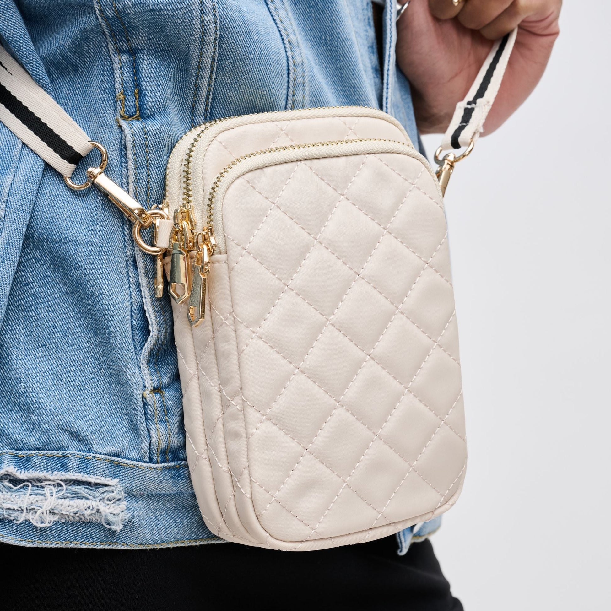 Divide & Conquer Quilted Nylon Crossbody - Cream