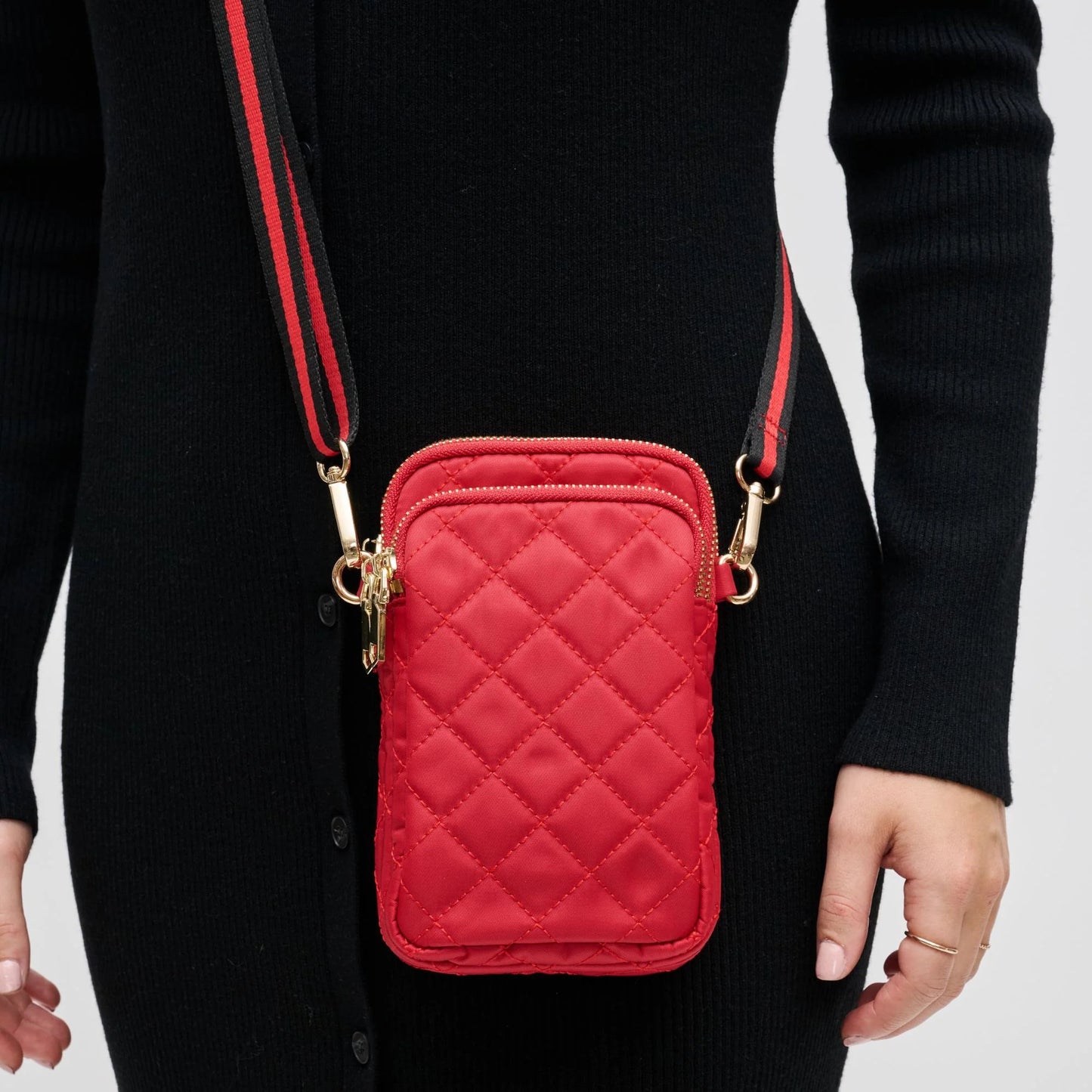 Divide & Conquer Quilted Nylon Crossbody - Red