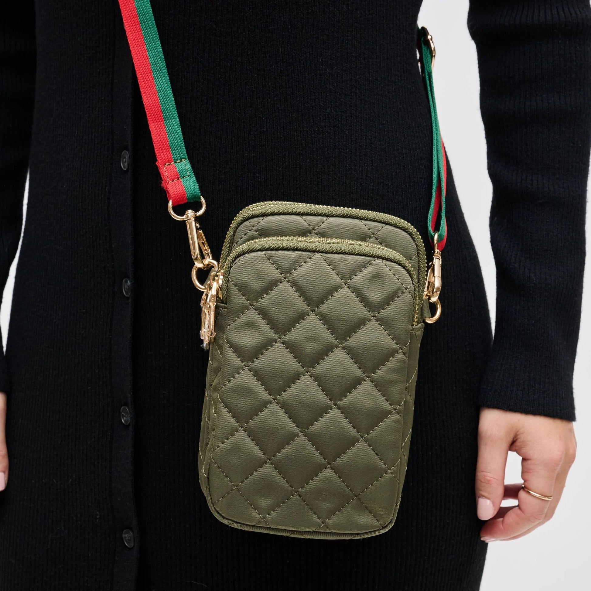 Divide & Conquer Quilted Nylon Crossbody - Sage