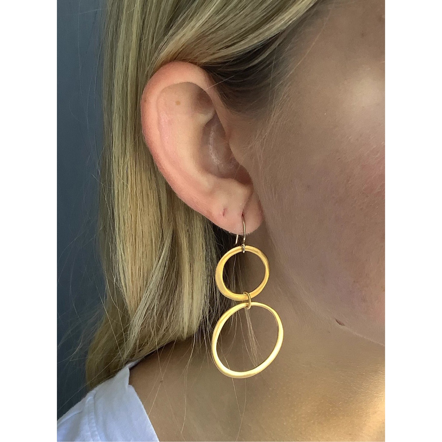 Double Circle Earrrings - Gold Vermeil