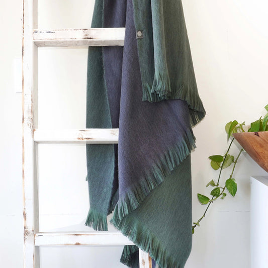 Double Sided Alpaca Throw - Emerald Tide