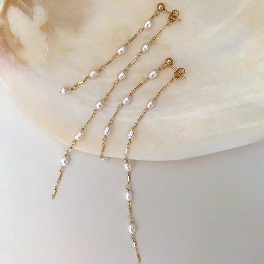 Dripping Freshwater Pearl 360 Statement Earrings