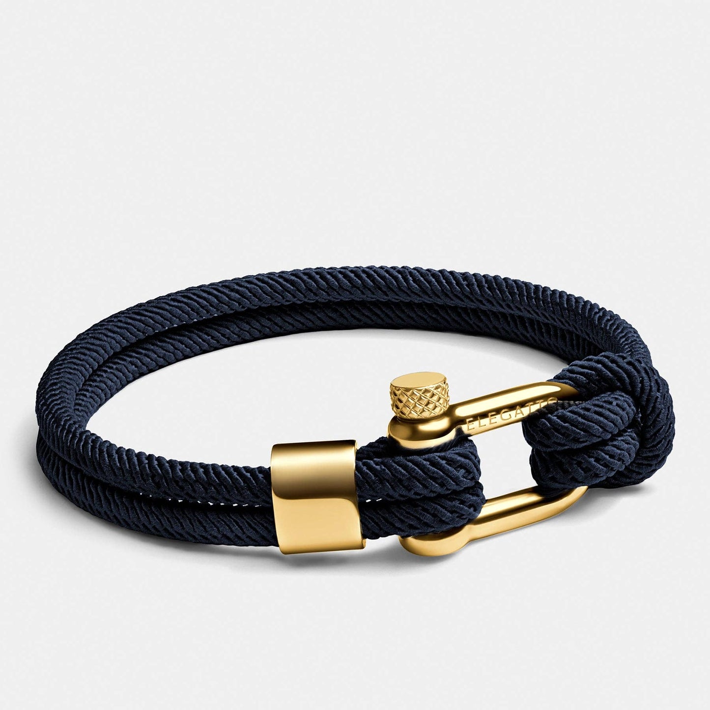 Nylon Cord ‘Alchor’ Men’s Bracelet – Navy/Gold