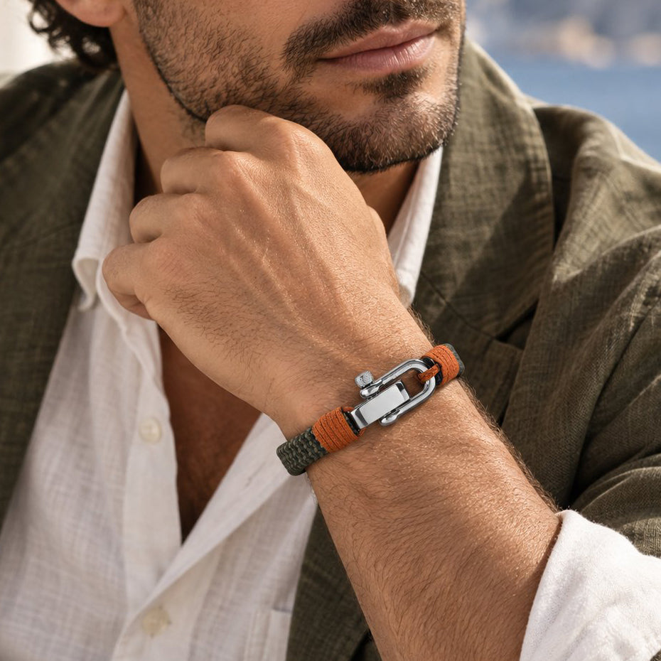 Nylon Cord ‘Altus’ Men’s Bracelet – Olive Green/Rust