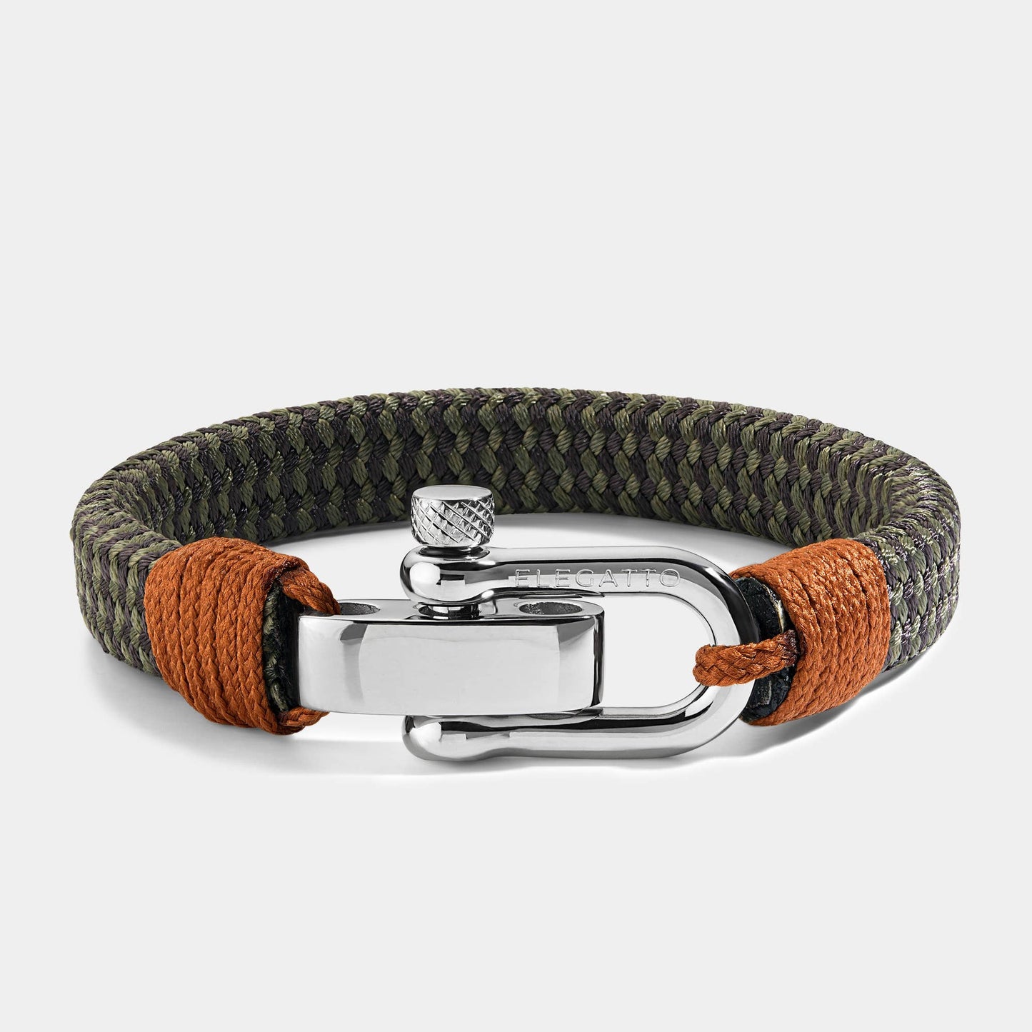 Nylon Cord ‘Altus’ Men’s Bracelet – Olive Green/Rust