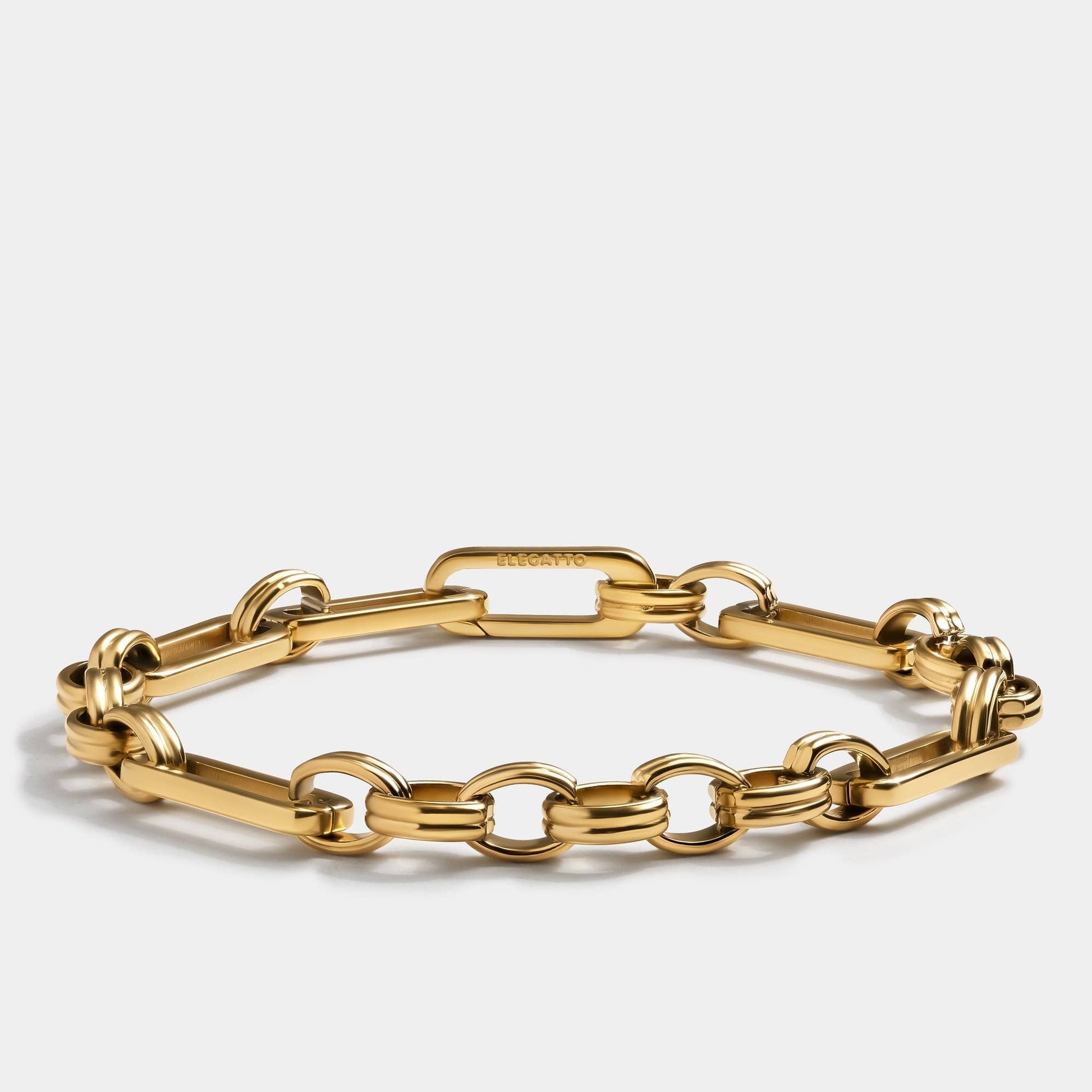 Gold Plated Stainless Steel Link ‘Catena’ Men’s Bracelet