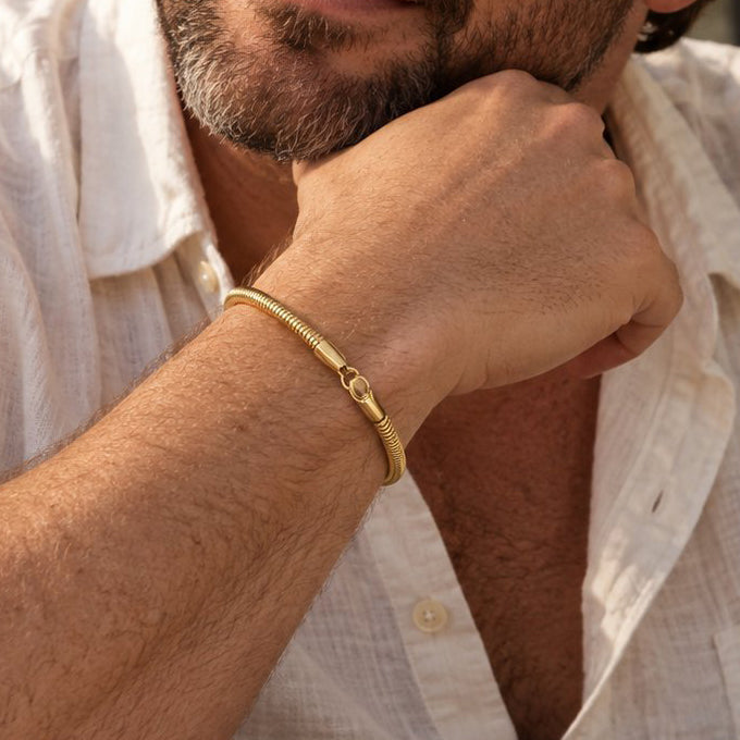 Gold Plated Stainless Steel 4mm Snake Chain Men’s Bracelet – Gold