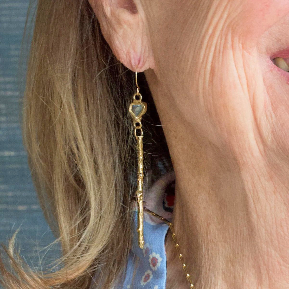 Brass + Labradorite ‘Sticks and Stones’ Drop Earrings