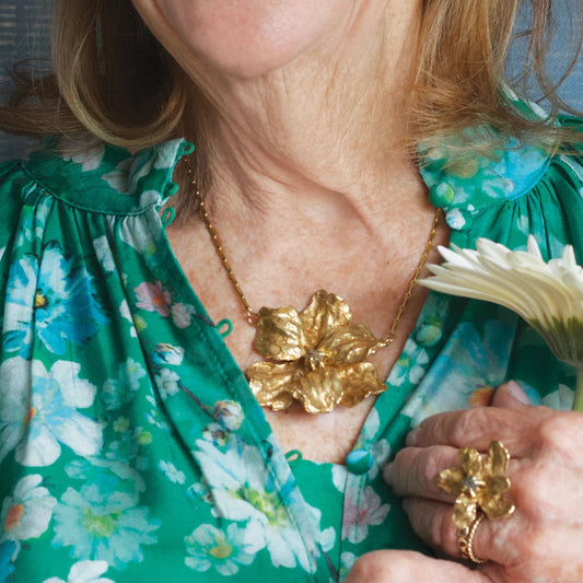 Brass + Labradorite ‘Geranium Solo’ Pendant Necklace