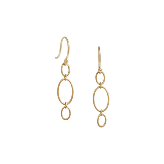 14k Gold Triple Mini Ovals Earrings