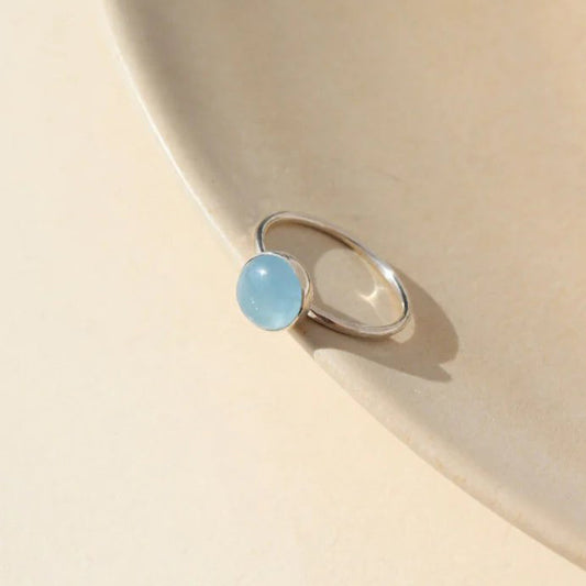 Aquamarine Gemstone Ring - Sterling Silver