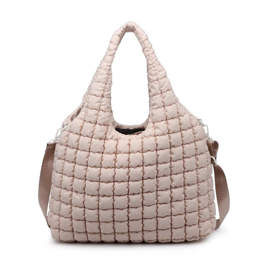 Elevate Quilted Nylon Puffer Hobo Bag - Cream