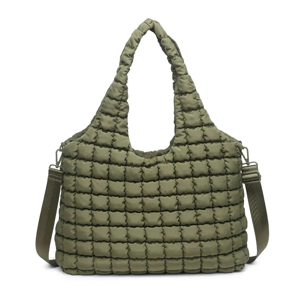 Elevate Quilted Nylon Puffer Hobo Bag - Olive