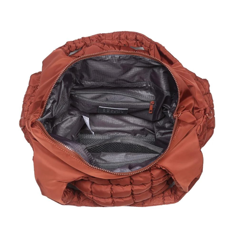 Elevate Quilted Nylon Puffer Hobo Bag - Rust