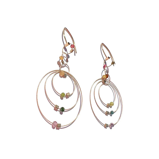 3-D Woven Cable 'Exclamation Hook' Earrings – Tourmaline/Gold