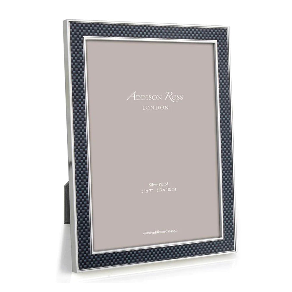 5x7 Grey Carbon Fibre + Silver Picture Frame