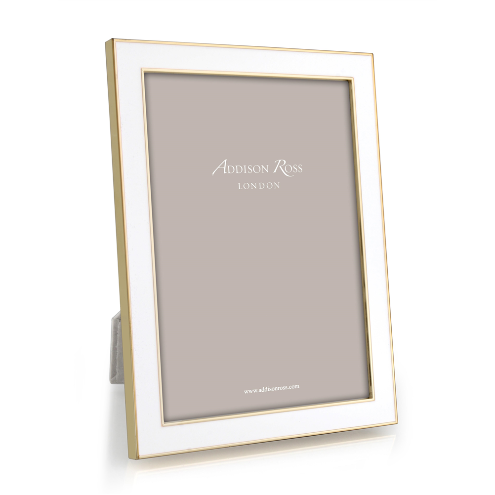 5x7 Enamel + Gold Picture Frame - White